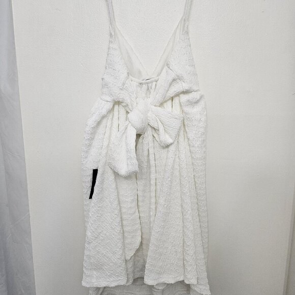 Sweetie Status White Crinkle Sleeveless Tie-Back Babydoll Dress size Small - Picture 13 of 15